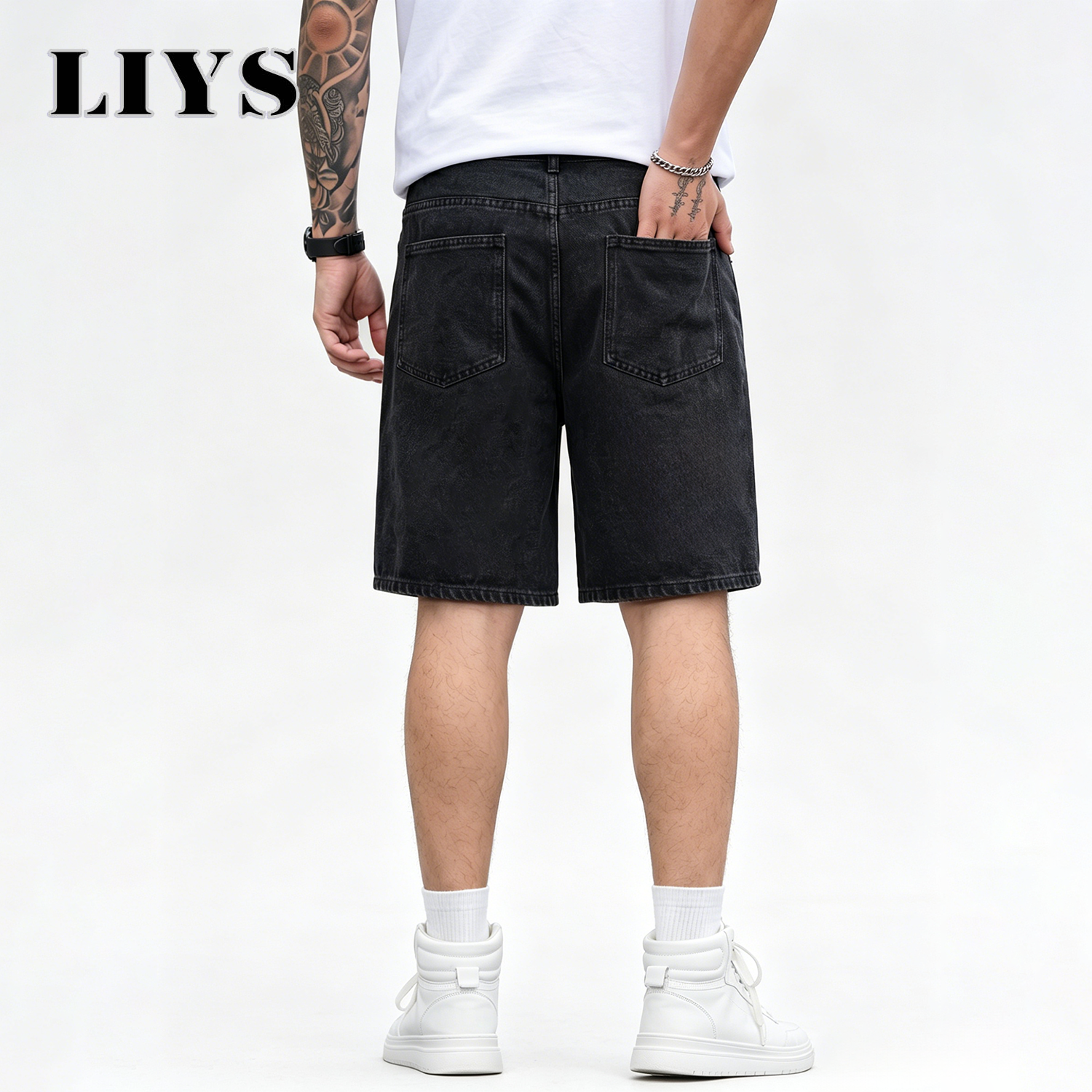LIYS Men's Vintage Black Rivet - Streetwear Brand Jorts recensie en prijs